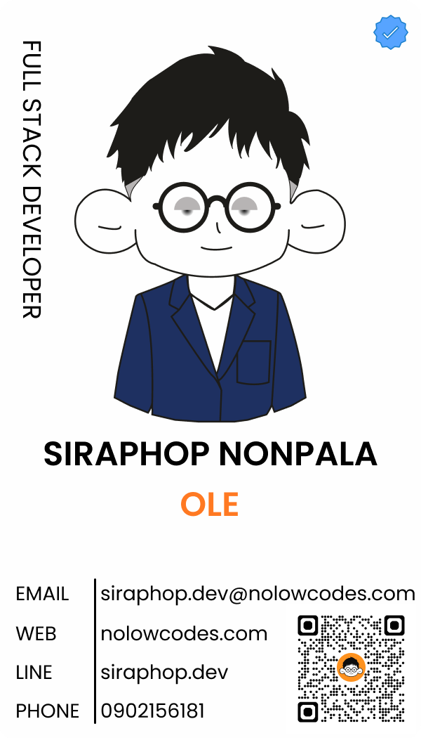 Business card of Siraphop Nonpala